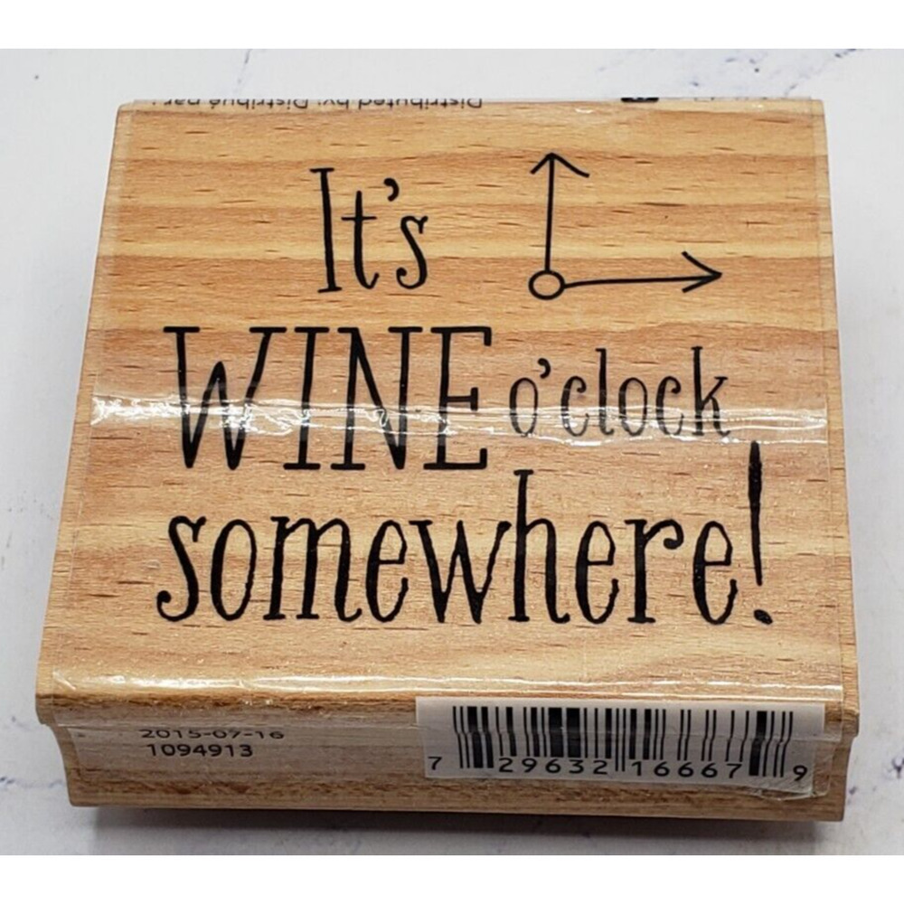 Studio G It’s Wine O’Clock Somewhere! Hot Fudge Studios Rubber Stamp Hampton Art